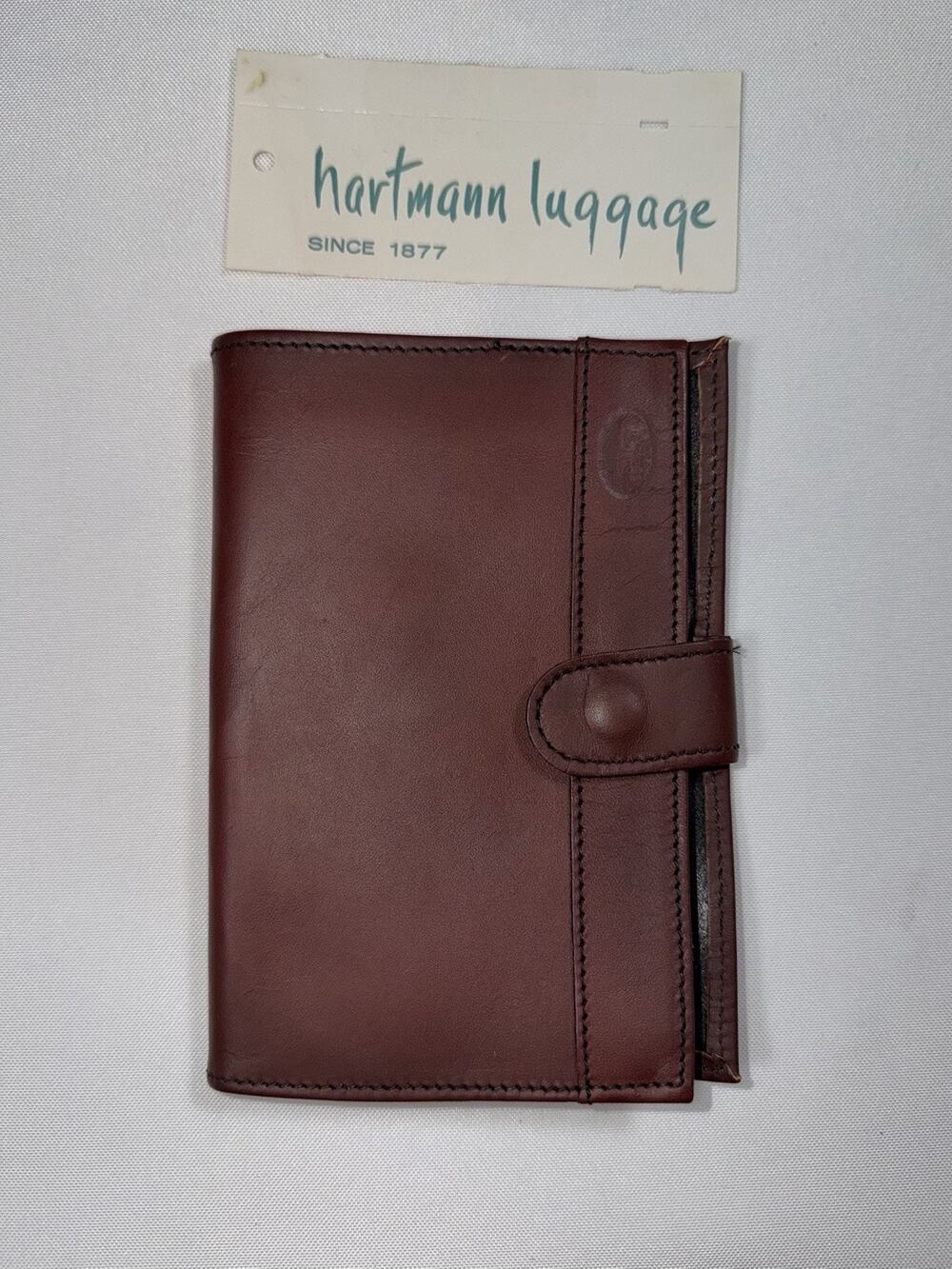 Hartmann Vtg Brown Leather Appointment Book Notebook Cover Planner 4.25” x 6.25”